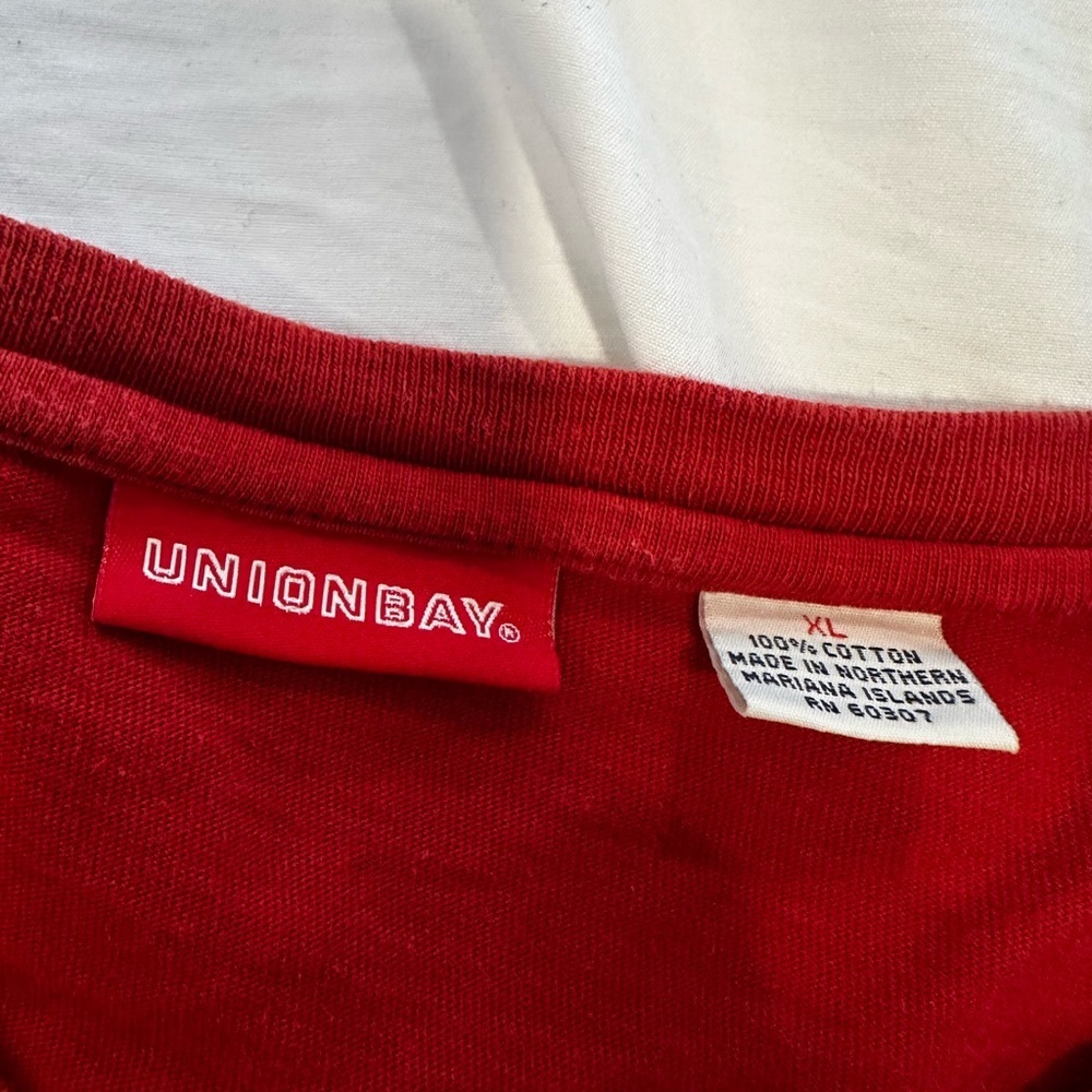 Vintage 90s Unionbay Sz: XL Red Striped Rugby Style Long Sleeve Casual Top. - Picture 6 of 10